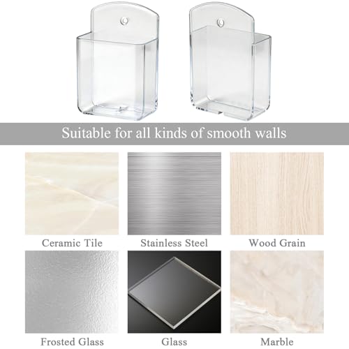 noonebutyou 3 Pcs Remote Control Holder Wall TV Remote Holder Self Adhesive No Drilling Marker Holder, Wall Pen Holder Containers for Home Office School (Clear) - color: Clear-3pcs