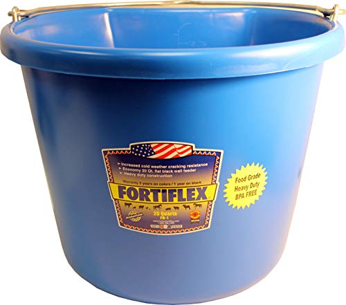 Fortiflex Flat Back Feed Bucket for Horses, 20-Quart, Blue