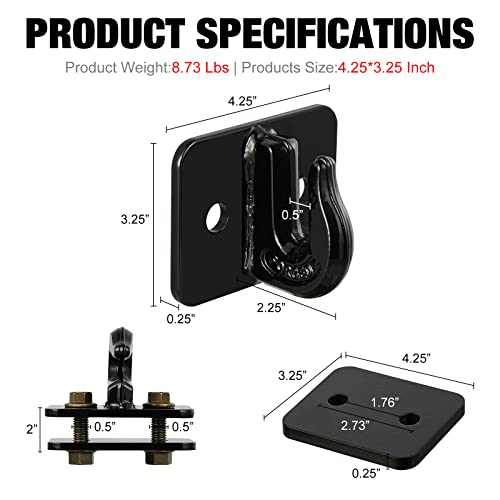 3/8" Tractor Bucket Hook Grade 70 Forged Steel Bolt On Grab Tow Mount with Backer Plate Flatbed Trailer Wrecker Tow Tie Down Forged Steel Maximum Break Strength 15,000 lbs - color: 3pcsBlack