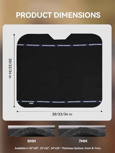 Harrison Howard Western Saddle Pad Liner 5mm/7mm Thin Wool Felt Under Saddle Pad, Shock Absorbing Sweat Barrier, Non Slip - color: Black, size: 30"Lx30"W-5mm Thick