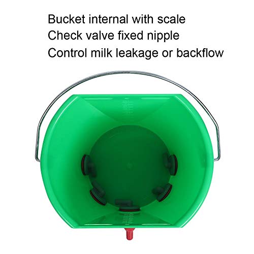 Zerodis Plastic Milk Feed Bucket, Large Capacity Animal Feeding Pot, Multiple Nipples 8L High Capacity Lamb Milk Feed Bucket for Cattle Sheep Livestoc Farm Animal