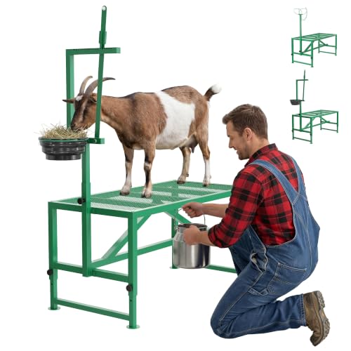 Heavy-Duty 400LBS Goat Milking Stand, Livestock Grooming Table