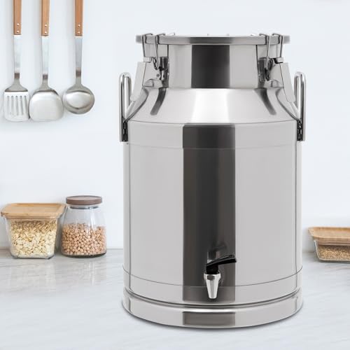 Stainless Steel Sealed Milk Barrel with Spigot,30L/7.92Gallon Large Milk Bucket Wine Can Pail Tote Tank with Sealed Lid & Handle for Milk Wine Oil Liquid Tranport Storage Container - size: With Spigot