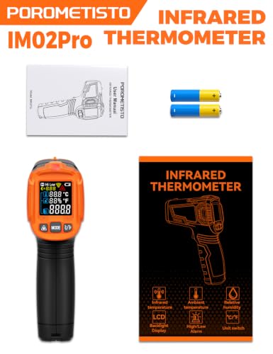3 in 1 Digital Infrared Thermometer Gun with High/Low Alarm POROMETISTO - size: IM02PRO