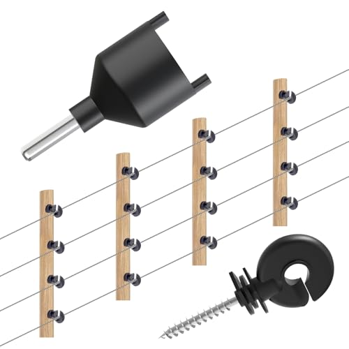 100-Pack Wood Post Screw-in Electric Fence Ring Insulators with Tool
