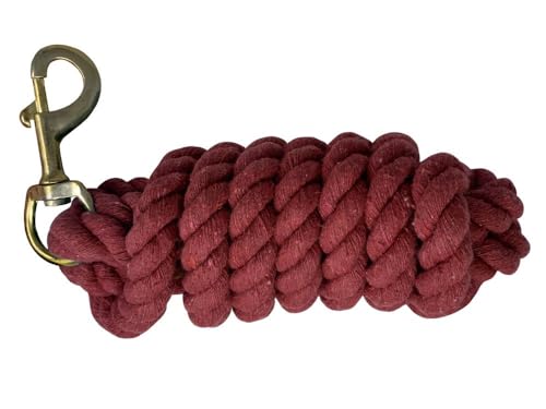 10' Cotton Lead Rope w/Brass Thumb Bolt Snap - color: Red