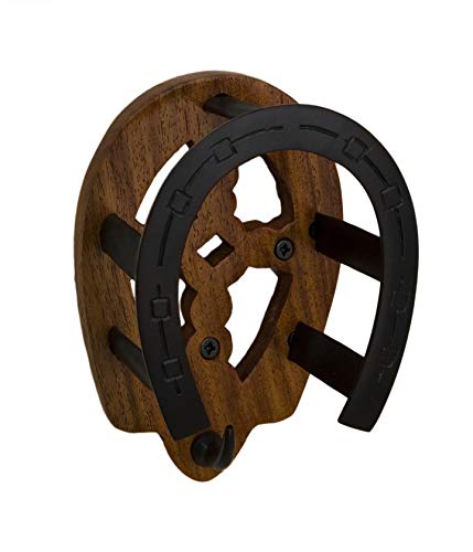 Tack Room Studio Brass Horseshoe Bridle Rack (Black & Wood) - color: Black & Wood