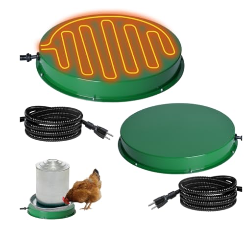 Chicken Water Heater for Winter 12.4", 125W Thermostat, 2PACK | 6.6Ft Power Cord, Chicken Drinker Heater Base for Max 5 Gal Metal & Plastic Poultry Waterer