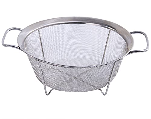 AJIODA Stainless Steel Mesh Colander Strainer Basket, 4 Quart Fine Mesh Net Colander with Heavy Duty Handles & Wide Rim & Resting Feet for Strain, Drain, Rinse, Fry, Steam or Cook Vegetables & Pasta - size: 4 Quart