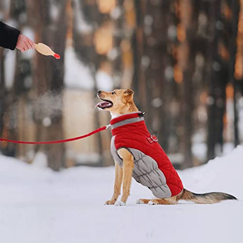 Lelepet Dog Coat Warm Dog Winter Coat Waterproof Dogs Jacket with Harness - color: Red, size: X-Small