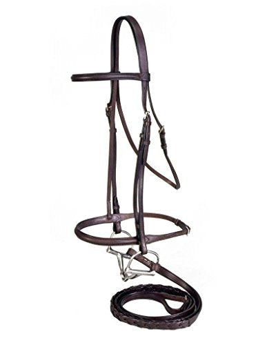 Tough 1 Silver Fox Raised Snaffle Bridle - color: Brown, size: Full