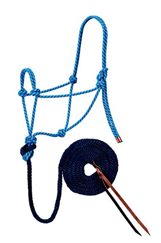 Weaver Leather Diamond Braid Rope Halter and Lead, Hurricane Blue/Dark Red/Navy Pack of 1