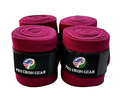 Horse Fleece Wraps Bandages/Polo Wraps/Stable Wraps Equestrian Leg Wraps Set of 4 Equestrian Boot Protection (Burgundy/Maroon) - color: Burgundy / Maroon