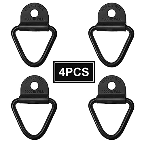 Cargo Tie-Down Anchors,4-Pack Black Steel V-Ring Bolton Trailer Cargo Tie Down,for Trailers,Trucks and Warehouses Replacement for D-Ring Plastic Flush Mount Pan Fitting Tie-Downs - color: V-ring 4-Pack