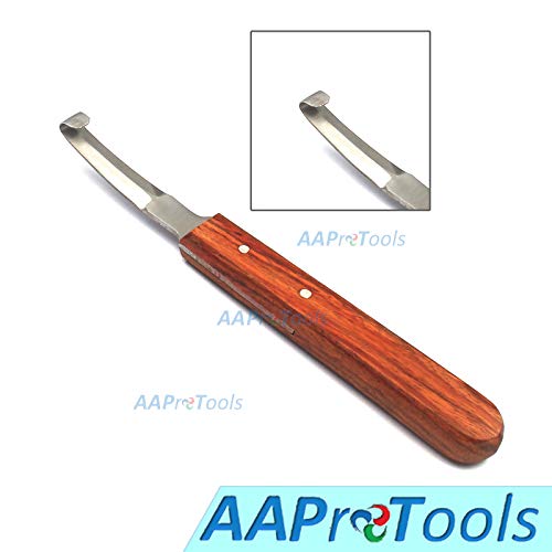 Hoof Knife Small Double Edge Right Left Hand Sheep Farrier Equine Horse Stainless Steel Blade Wooden Handle
