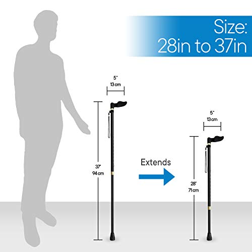 RMS Orthopedic Walking Cane - Offset Cane to Fit Individual's Palm Naturally - Ideal for Anyone with Arthritis or Carpal Tunnel Syndrome (Choose Left Hand or Right Hand)