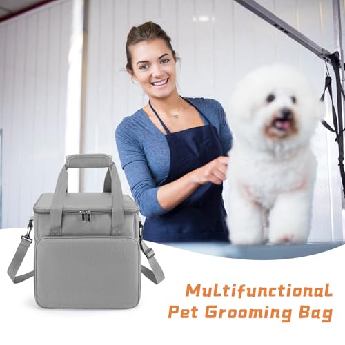 SMYV Pet Grooming Bag for Dog Grooming Supplies, Dog Tote Travel Bag for Pets Grooming Tools Kit Accessories - Grey - color: Grey