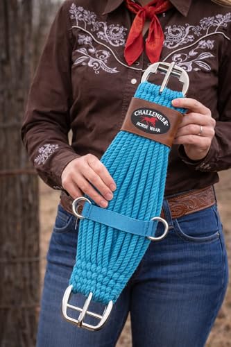 Horse Western 27 Strand Double Weave Tan Mohair Roper Cinch 97RT07 - color: Turquoise, size: 22" L x 7" W
