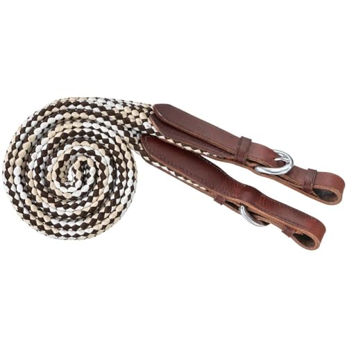 Tough 1 5ft Flat Braided Trail Reins Brown/Tan/Wht - color: Brown/Tan/White