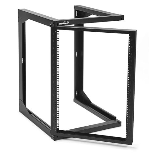 NavePoint 15U Server Rack with Swing Gate - Wall Mount Rack for 19 Inch IT Equipment Open Frame Rack – Network Rack Wall Mount for AV & Server Equipment 24” Deep 19" Rack, Black - size: 15U - 24in Deep