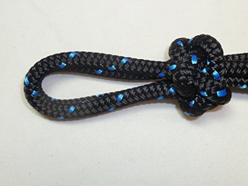 Horse Pocket Halter, Quick Catch Halter - 1/4" Polyester Rope - color: Black with Blue Tracer