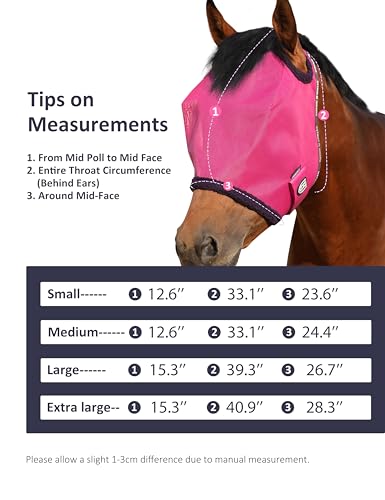 Harrison Howard All Round Mesh Horse Fly Mask UV Protective with Fleece Padded Edging Magenta S - color: Magenta, size: Small (Yearling)