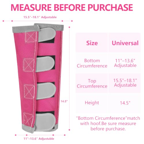 Fly Boots for Horses Set of 4 with Reflective Vercros, Loose Fitting Mesh Horse Fly Boots Leggings, Adjustable Equine Leg Wraps & Socks, Stay Up Not Sag, No Rub - color: Pink