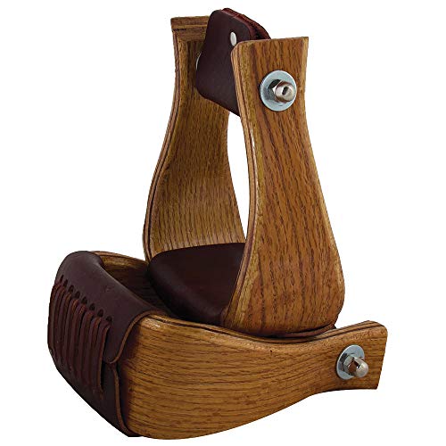 HILASON Western Tack Saddle Horse Wood Bell Stirrups Pair - size: 3 In