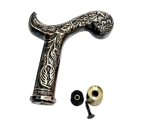 “Elegant Wooden Walking Stick with Handcrafted Floral Brass Handle – Stylish Men’s & Women’s Cane for Walking Support, Gifts & Everyday Use”