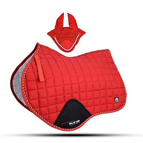 Close Contact Jumping Saddle Cloth Numnah Saddle Pads Free Ear (Ship from USA) - color: Red, size: Cob/Pony