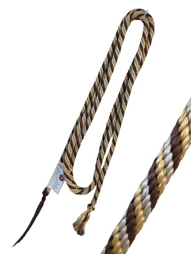 Double Diamond 5/8″ Braided Poly Lead Rope | Built by Cowboys, Tested by Broncs | Lead Rope for Horses (Brown/Tan/Silver) - color: Brown/Tan/Silver