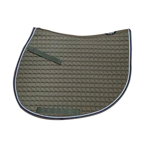 Premium English Horse Saddle Pad, Quilted, with Girth Straps, Show Jumping, Available in Red, Green, and Gray (Forest Green) - color: Forest Green