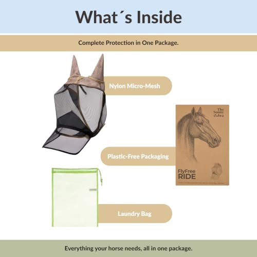 TSZ Fly Free Ride Fly Mask Ears + Nose Cover - UV-Resistant Breathable