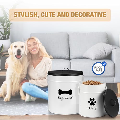 DoubleFill Extra Large 23+10 lb Metal Dog Food Storage Containers, White - color: White, size: Extra Large 23+10 lb