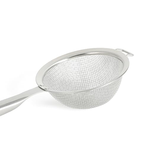 Calphalon Prime 5-Inch Stainless Steel Hand Strainer, Fine Mesh Kitchen Sieve for Draining, Rinsing, Sifting Flour, Straining Tea, Pasta & Food Prep - color: Stainless Steel (Prime - Strainer)
