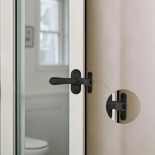 2 Pack 360 Degree Flip Bathroom Stall Latch for Inside Door | 3 Locking Methods Stainless Steel Barn Door Latch Heavy Duty Gate Hardware (Matte Black) - color: Matte Black