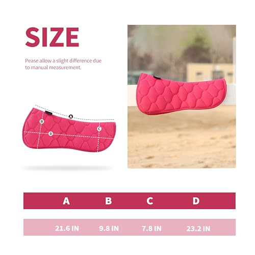 Harrison Howard Mesh Riding Half Pad for English Saddle Comfortable Cushioning Reduce Pressure on Horse’s Back - color: Magenta