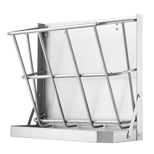 VEVOR Wall Mounted Hay Rack, 18.5 Gallon Livestock Feeder with 2.5 Gallon Feed Tray, 2 in 1 Hay and Grain Feeder, Feeds up to 5 Goats, Heavy-Duty Galvanized Steel Goat Feeders for Farm Sheep Horses - size: 21 Gal (18.5 +2.5Gal )