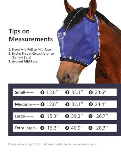 Harrison Howard All-Round Mesh Horse Fly Mask UV Protective with Fleece-Padded Edging Deep Navy S - color: Deep Navy, size: Small (Yearling)