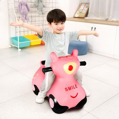 INPANY Kids Bouncy Car Hopper Toys, Toddlers Ride on Car, Gifts Toy for Kid | Eco-Friendly PVC, Low Center Gravity, Cute Cartoon Design, Load 100 Lbs, Learn & Exercise & Active Fun, Gifts for 1-3 Kids - color: Pink Car2
