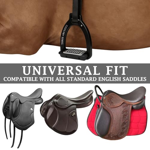 THREE ARCHERS Safety Stirrups Side Opening Design for English Saddle - color: black