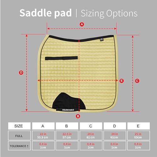 EQUINEWAVE Aria Soft Suede Dressage Saddle Pad – Breathable Moisture-Wicking Lining, Shock-Absorbing Cushion, Contoured Spine, English Horse Saddle Pad - color: Cream Yellow