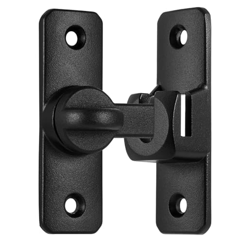 Matte Black Aluminum Alloy Gate Lock,90/180 Degree Barn Door Latch - color: Matte Black