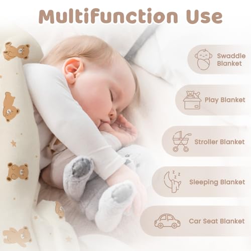 SANDJEST Bear Minky Blanket 30 x 40 Inches, Gift for Christmas Birthday - color: Bear