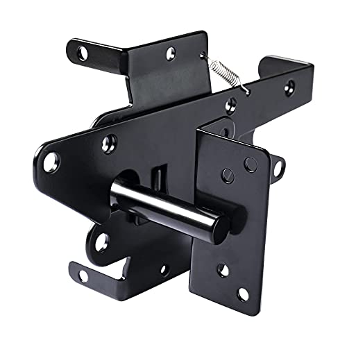 Heavy Duty Gate Latch, Post Mount Automatic Self-Closing Door Latch,for Wooden/Vinyl Fence, Pool,Garden Outdoor, W/Mounting Screws (Black) - color: Black