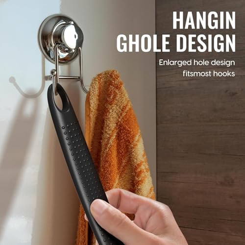Silicone Back Scrubber for Shower, 17in Lengthen Long Handle Body Brush, Double Sided Shower Brush for Shower Exfoliating and Massage Can Produce Rich Foam, Long Handle Back Scrubber for Men - color: Black+gray