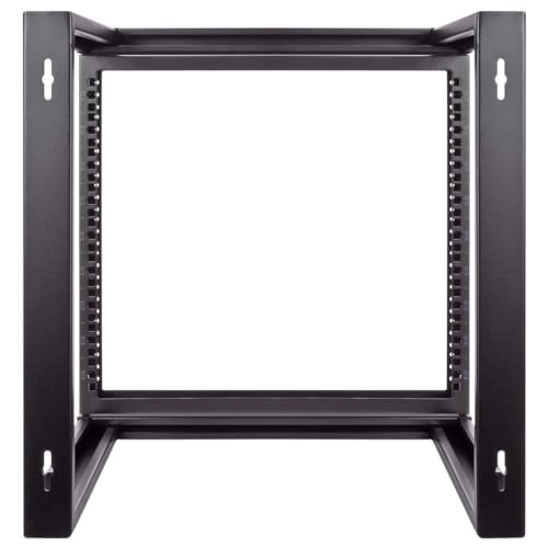 NavePoint 9U Open-Frame Server Rack for 19" IT Network Equipment & A/V Devices Free Standing or Wall Mount with 180 Degrees Gate Swing, Black - size: 9U - 18in Deep