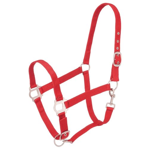 Tough1 Nylon Horse Halter with Satin Hardware - color: Red