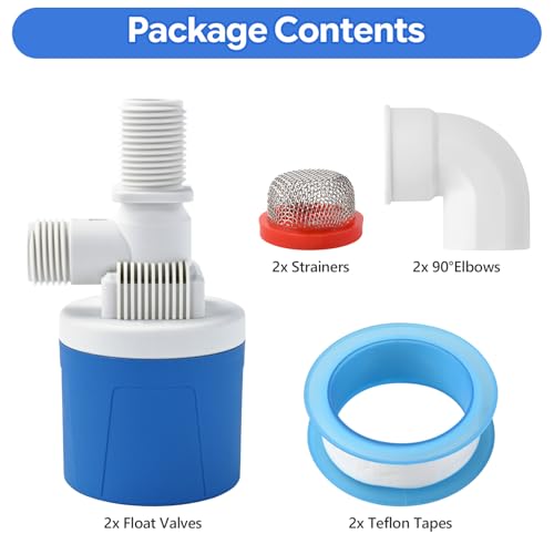 2Pcs 3/4 Inch Aquapulse Top Inlet Water Float Valve, Automatic Water Level Control Valve, Small Aqua Pulse Float Valves for Rain Barrel, Livestock, Water Tank, Pool, Aquarium, Pond, Water Hose - size: 3/4" Top Inlet