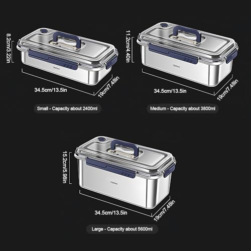 Food Container with Lids Kitchen Storage Container with Date Indicator (3800ml) - size: 3800ml